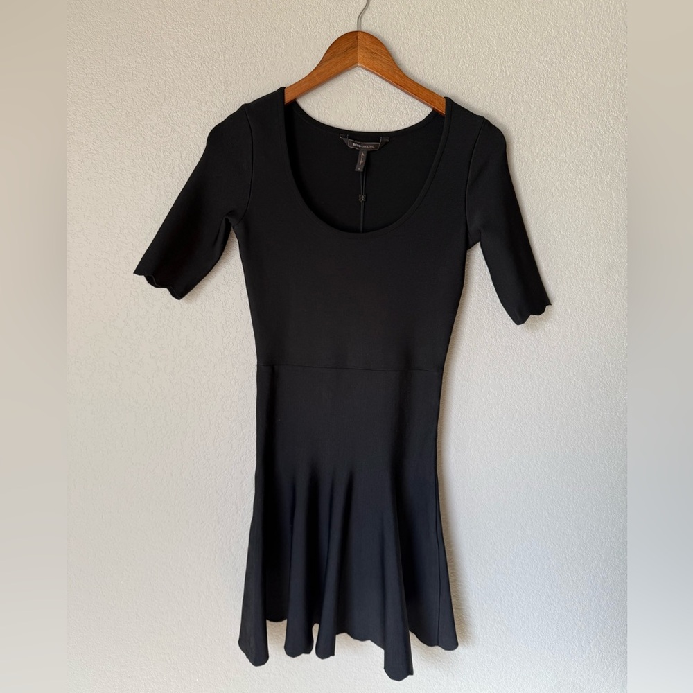 BCBGMaxAzria Scallop Hem LBD | NWT | Mini Dress | Flounce Skirt | Black | Size S